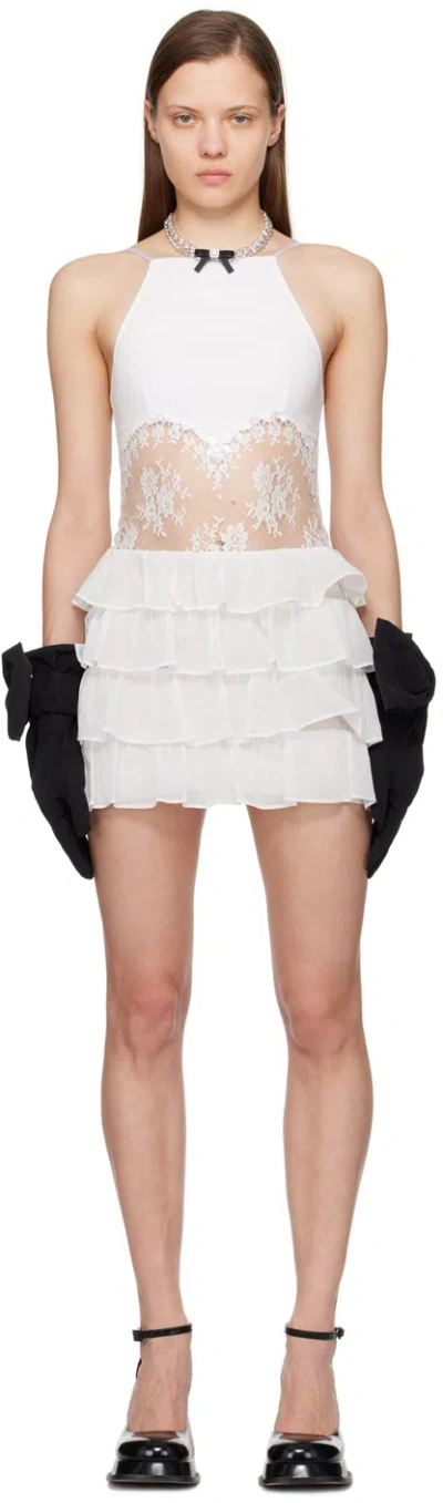 Shushu-tong White Paneled Minidress In Wh100 White