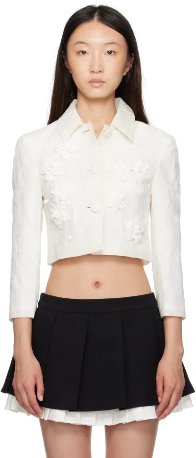 Shushu-tong ホワイト ポインテッドカラー ショートジャケット