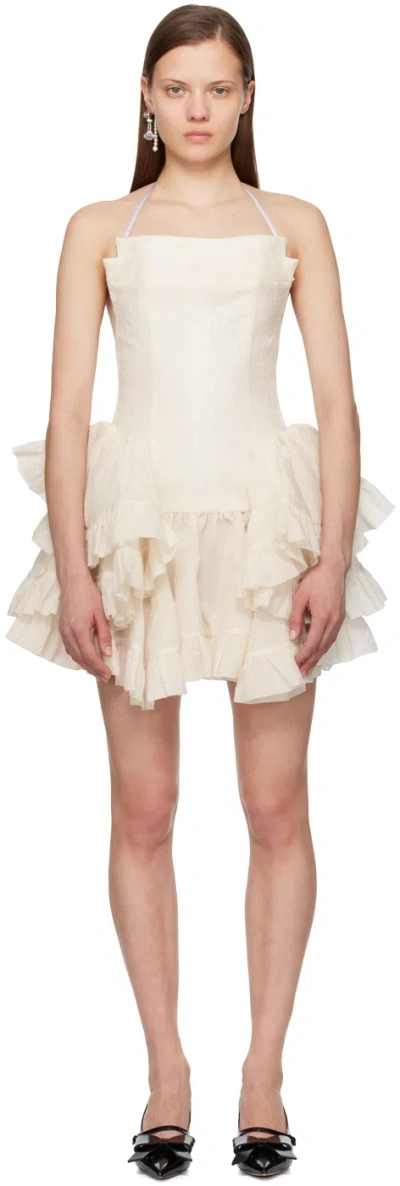 Shushu-tong White Ruffled Minidress In Wh100 White