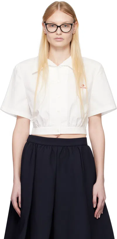 Shushu-tong White Short-sleeved Tuck Shirt In Wh100 White