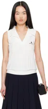 Shushu-tong White Striped Knit Sleeveless Top In Wh100 White
