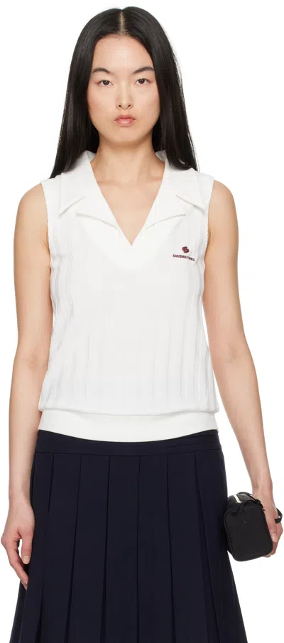 Shushu-tong White Striped Knit Sleeveless Top In Wh100 White