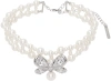SHUSHU-TONG WHITE ZIRCONIA BUTTERFLY FLOWER BRAIDED PEARL NECKLACE