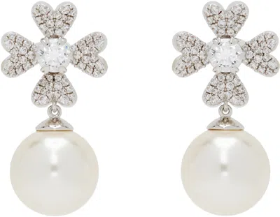 Shushu-tong Yvmin Edition Cruciate Flower Pearl Earrings In Silver