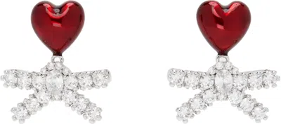 Shushu-tong Yvmin Edition Enamel Heart Gem Bowknot Earrings In Red