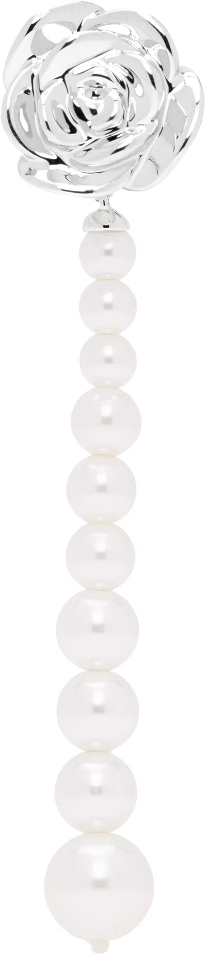 Shushu-tong Yvmin Edition Faux-pearl Chain Rose Single Earring In Gray