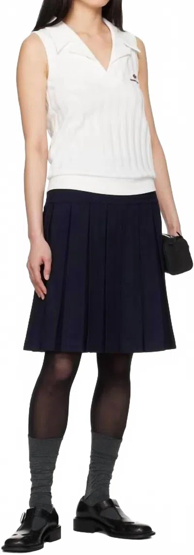 Shushu-tong A-line Pleated Midi Skirt In Navy Blue