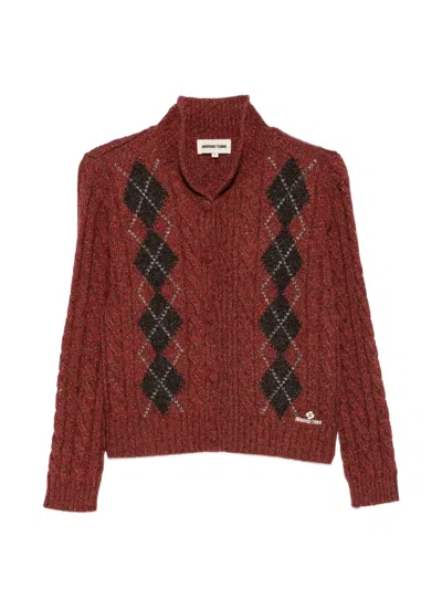 Shushu-tong Argyle Cable-knit Sweater In Brown