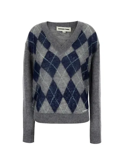 Shushu-tong Argyle-pattern V-neck Sweater In Multi