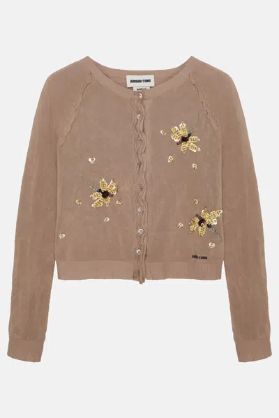 Shushu-tong Floral-embellishment Cardigan In Brown