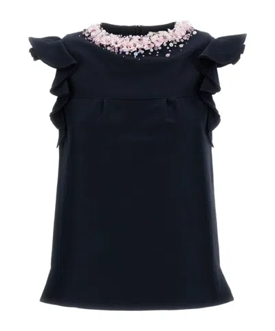 Shushu-tong Bead-embellished Ruffled-sleeves Blouse In Multi