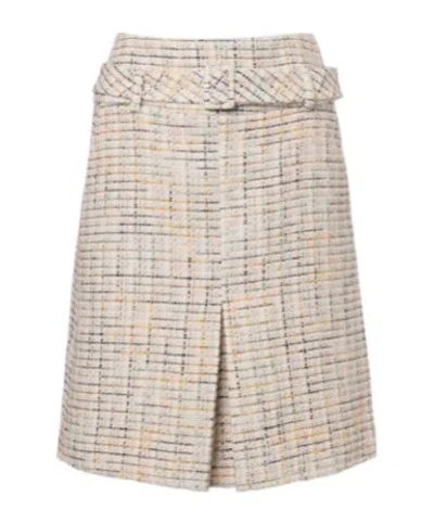 Shushu-tong Belted Checked Cotton-blend Miniskirt In Neutral