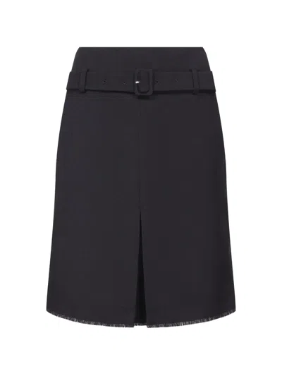 Shushu-tong Belted Pleated Midi Skirt In Black