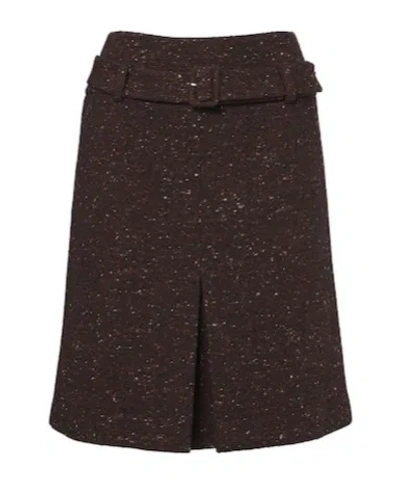 Shushu-tong Belted Wool-blend Miniskirt In Brown