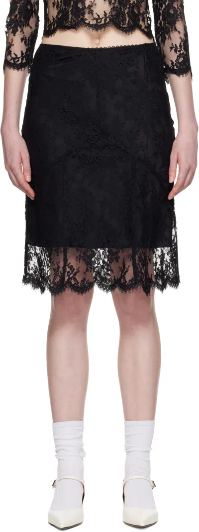 Shushu-tong Black Flared Midi Skirt