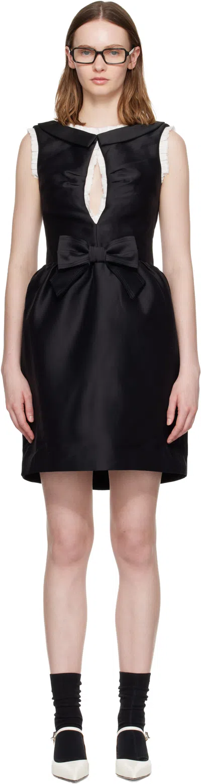 Shushu-tong Bow-detailed Silk-trimmed Crepe Mini Dress In Black