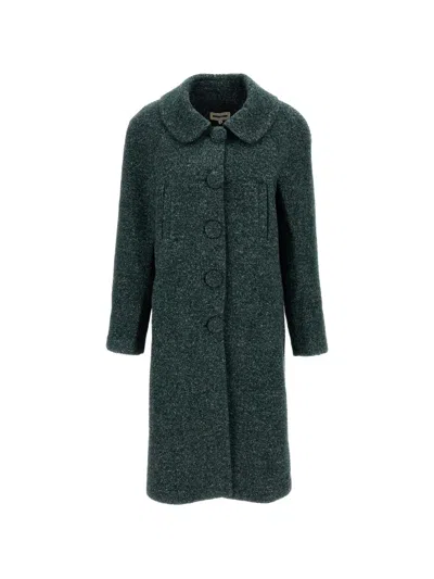 Shushu-tong Bouclé Single-breasted Coat In Green