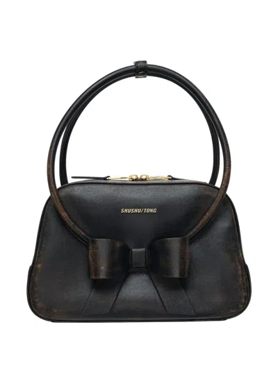 Shushu-tong Bow Ring-handle Shoulder Bag In White