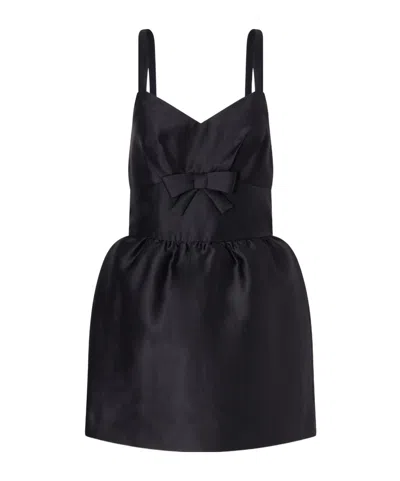 Shushu-tong Bow-detailed Gathered Crepe Mini Dress In Black