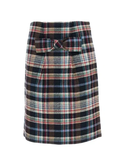 Shushu-tong Bow-detail Checked Midi Skirt In Multi