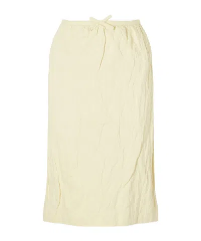 Shushu-tong Bow-detail Cotton-blend Midi Skirt In Yellow