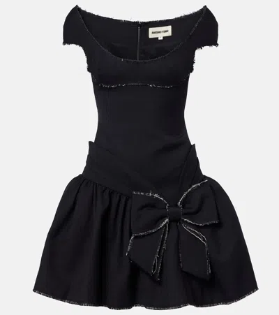 Shushu-tong Bow-detail Distressed Tweed Minidress In Black