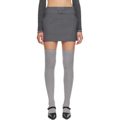 Shushu-tong Bow-detail Low-waist Mini Skirt In Gray