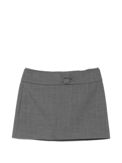 Shushu-tong Bow-detail Low-waist Mini Skirt In Gray