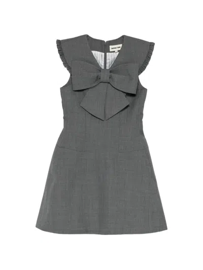 Shushu-tong Womens Bow-embellished Wool-blend Midi Dress Grey In Gray
