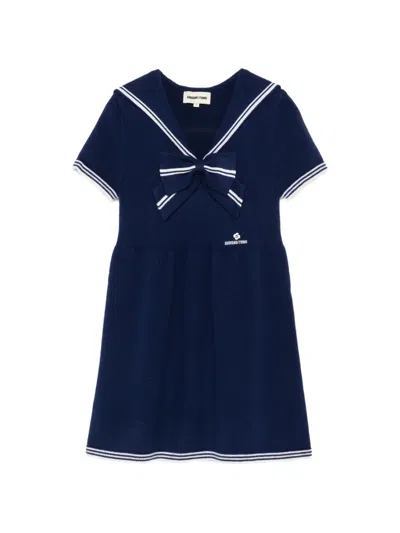 Shushu-tong Bow-detail Sailor-collar Mini Dress In Blue