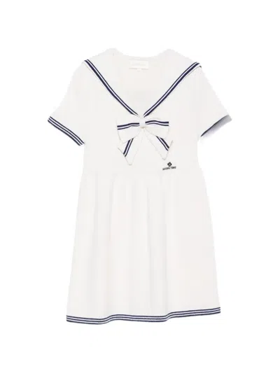 Shushu-tong Bow-detail Sailor-collar Mini Dress In White
