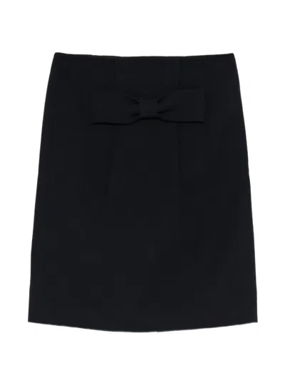 Shushu-tong Bow-detail Wool Skirt In Black