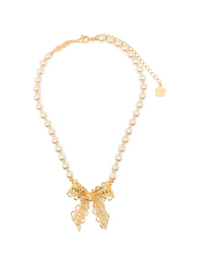 Shushu-tong Bow-pendant Necklace In Gold