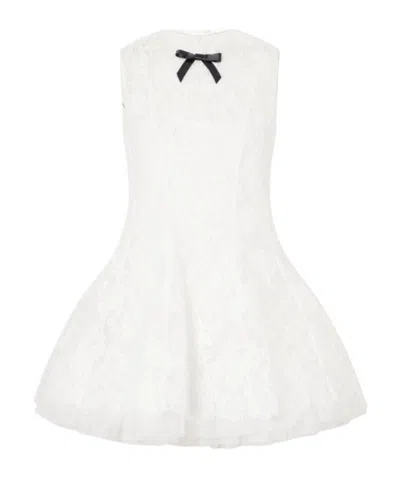 Shushu-tong Bow-detailed Cotton-blend Guipure-lace Mini Dress In White
