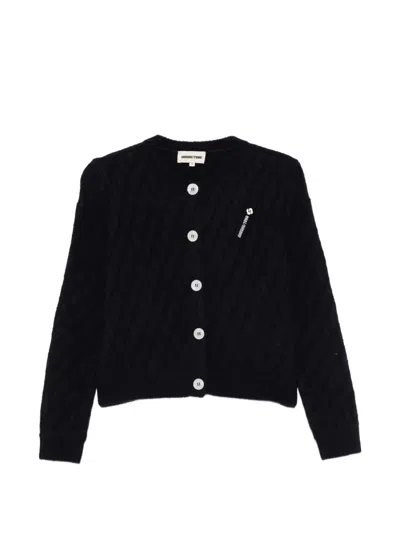 Shushu-tong Cable-knit Logo-patch Cardigan In Black