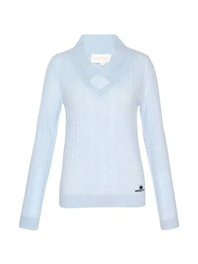 Shushu-tong Cable-knit Sailor-collar Sweater In Blue