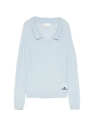 Shushu-tong Cable-knit V-neck Sweater In Blue