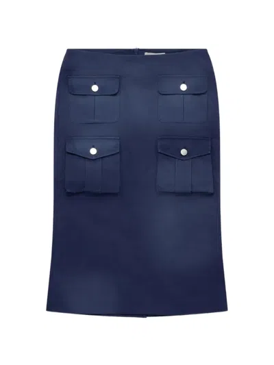 Shushu-tong Cargo-pockets Midi Skirt In Blue