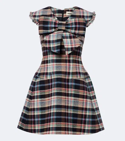 Shushu-tong Checked Cotton And Wool-blend Minidress In Multi