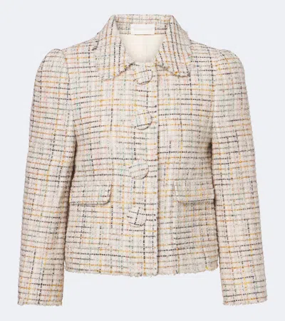 Shushu-tong Checked Cotton-blend Cropped Jacket In Neutral