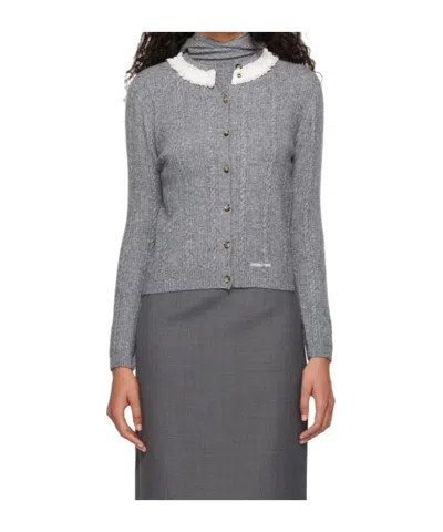 Shushu-tong Collar Embellished Cardigan In Gray