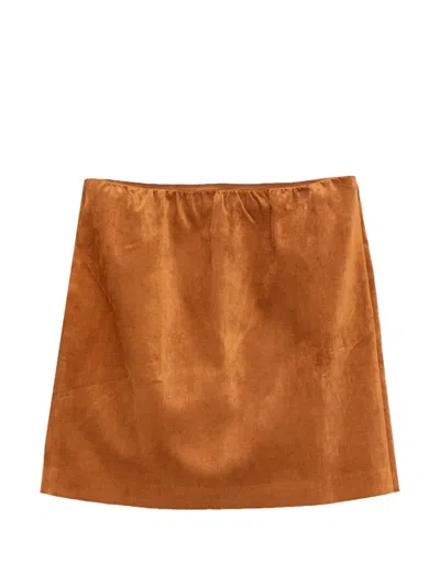 Shushu-tong Corduroy A-line Skirt In Brown