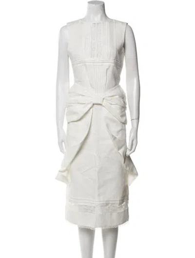 Pre-owned Shushu-tong Crew Neck Midi Length Dress In White
