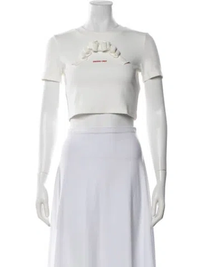 Pre-owned Shushu-tong Crew Neck Short Sleeve Crop Top In Neutrals