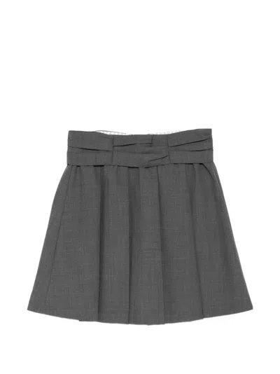 Shushu-tong Draped-waist Pleated Skirt In Gray