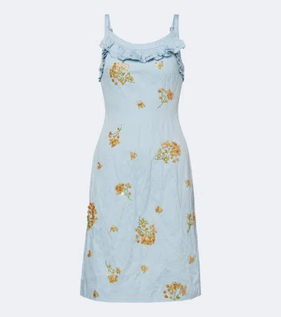 Shushu-tong Embellished Cotton-blend Minidress In Blue