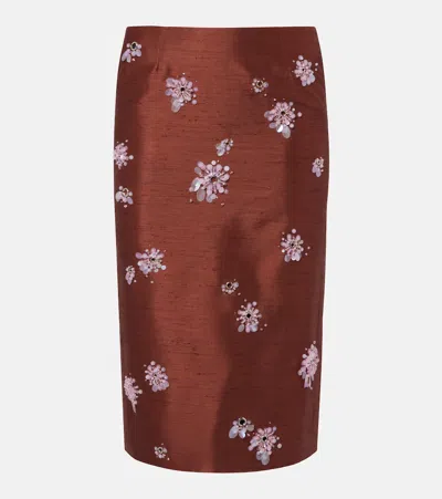 Shushu-tong Embellished Slip Skirt In Brown