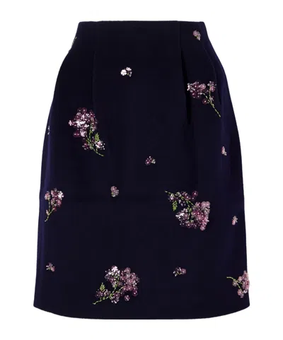Shushu-tong Sequin-embellished Wool Midi Skirt In Blue
