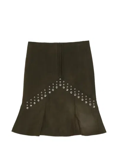 Shushu-tong Flared Midi Skirt In Green