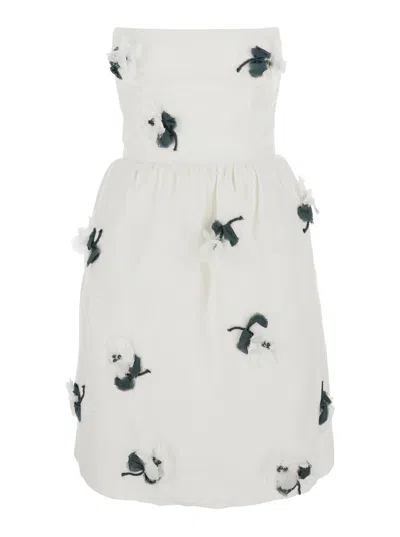 Shushu-tong Shushu/tong Floral Appliqué Linen Dress In White